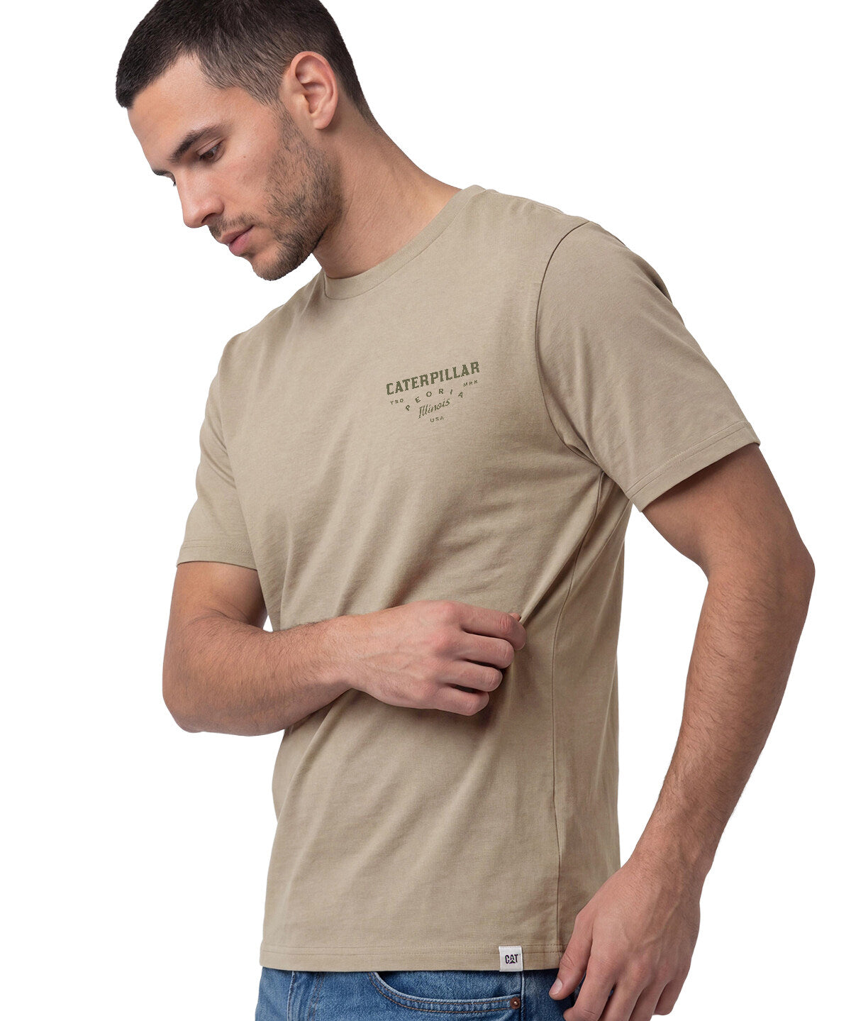 Polera Manga Corta Hombre Heritage Peoria Beige Cat