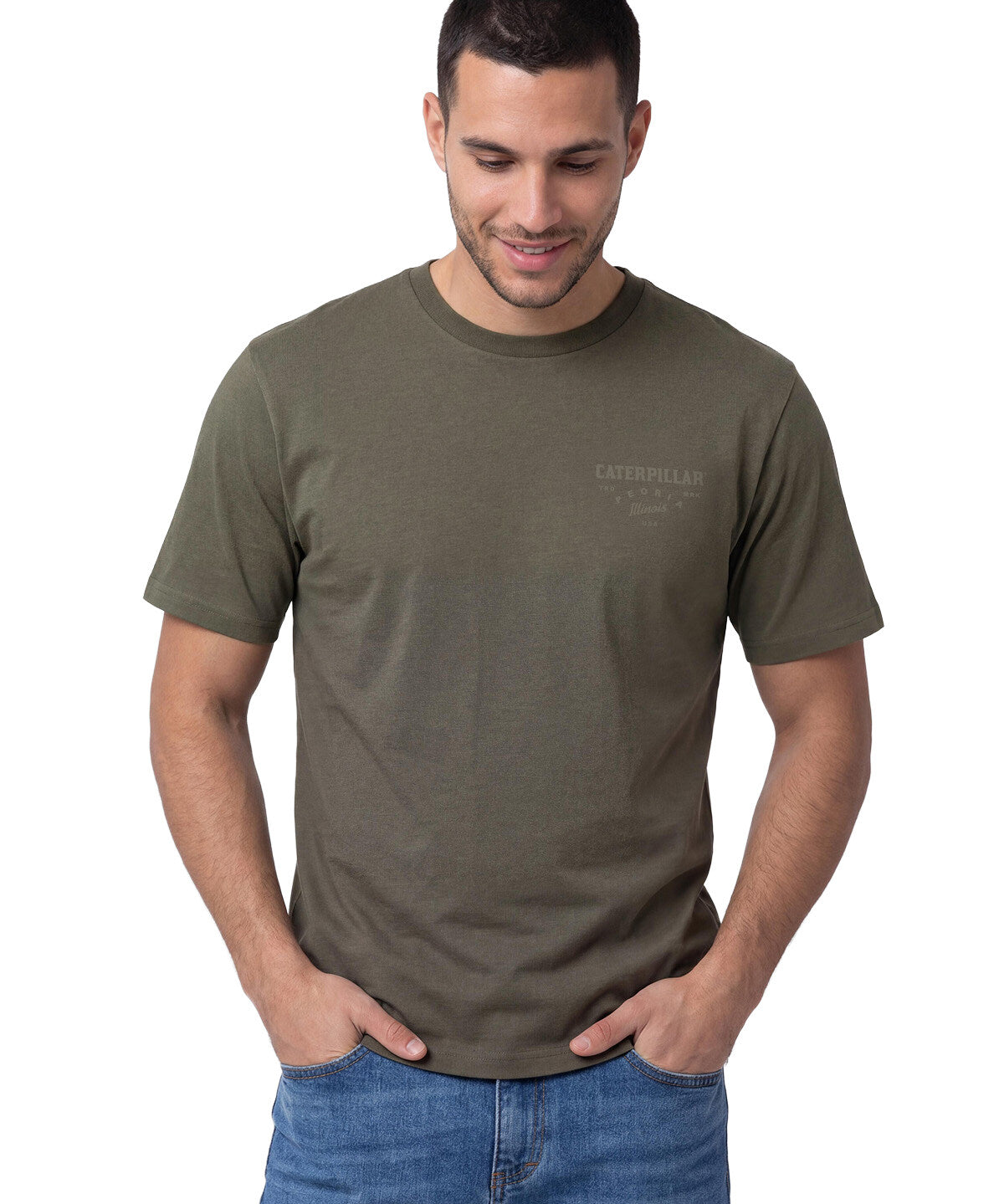 Polera Manga Corta Hombre Heritage Verde Cat