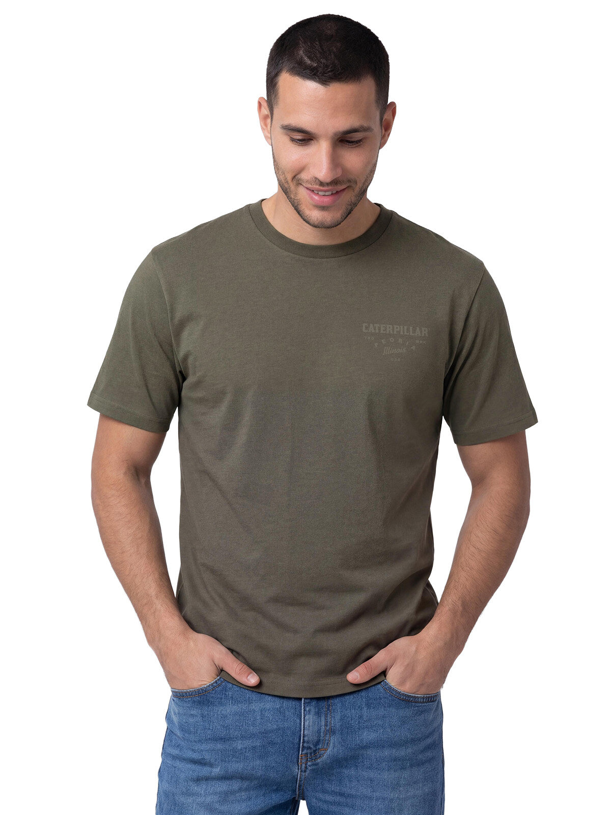 Polera Manga Corta Hombre Heritage Verde Cat