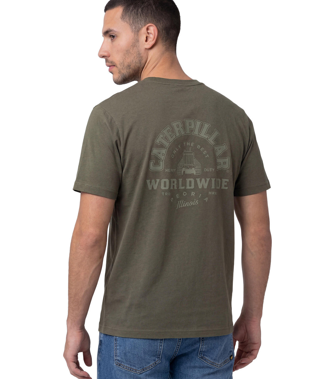Polera Manga Corta Hombre Heritage Verde Cat