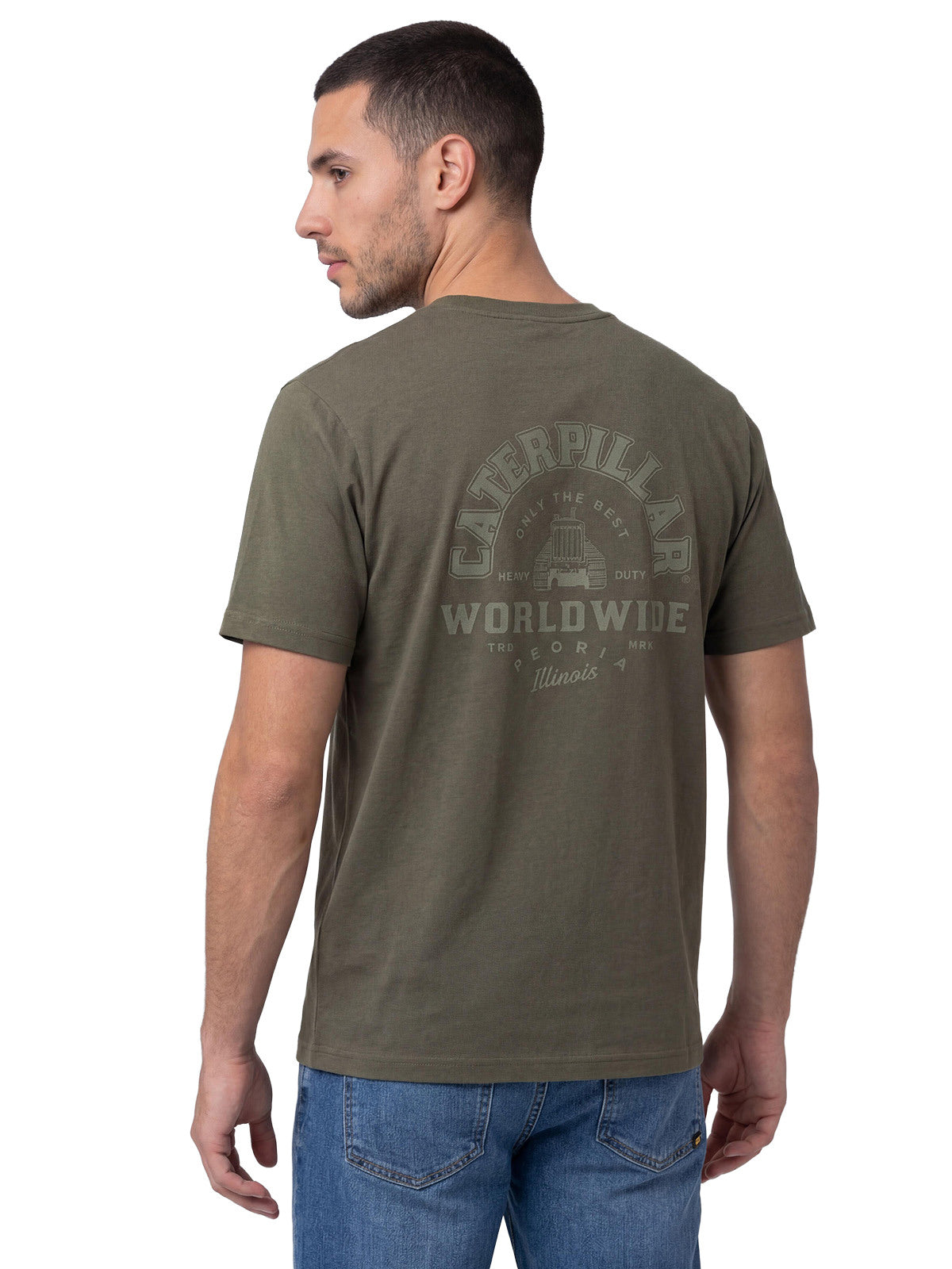 Polera Manga Corta Hombre Heritage Verde Cat