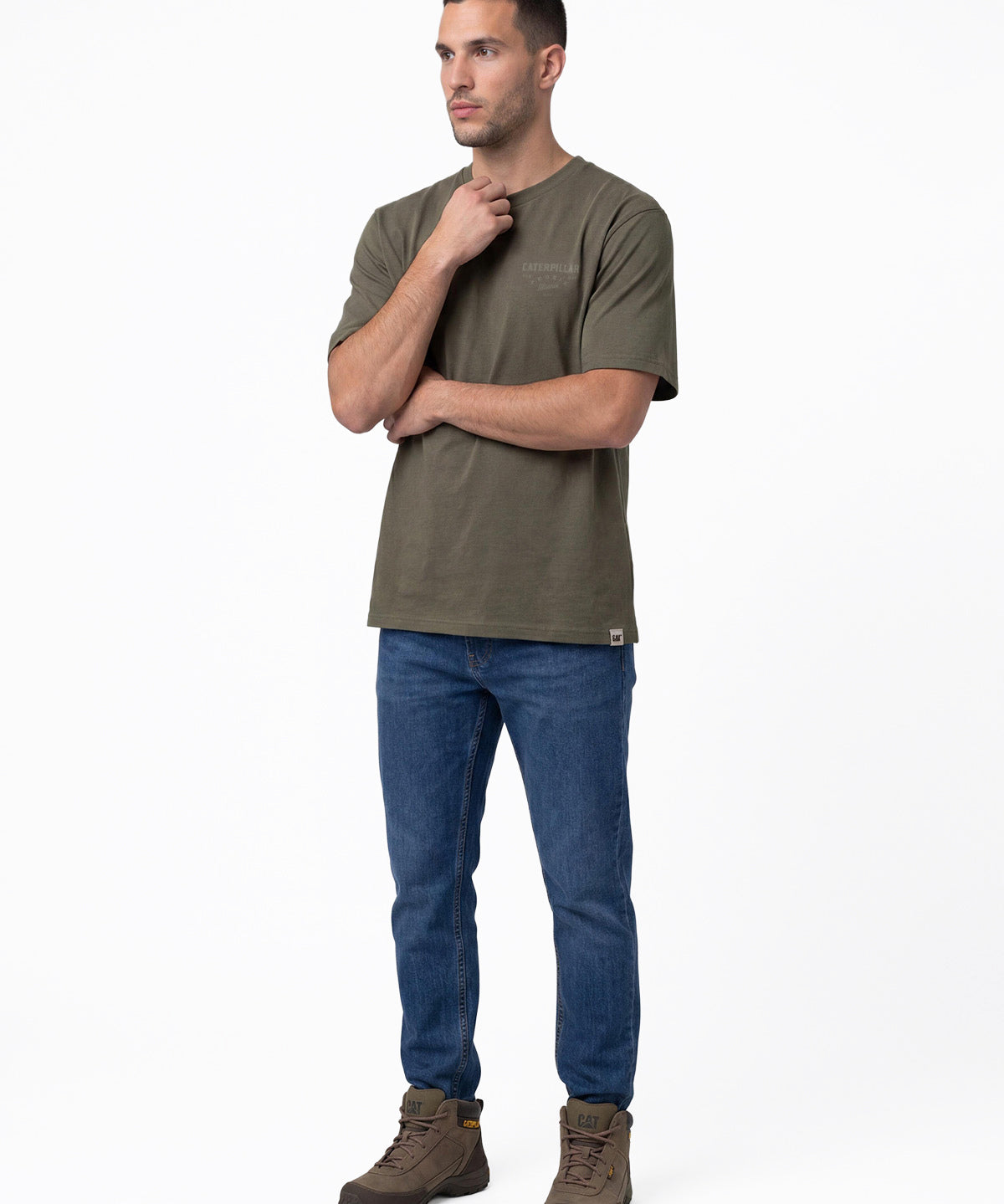 Polera Manga Corta Hombre Heritage Verde Cat