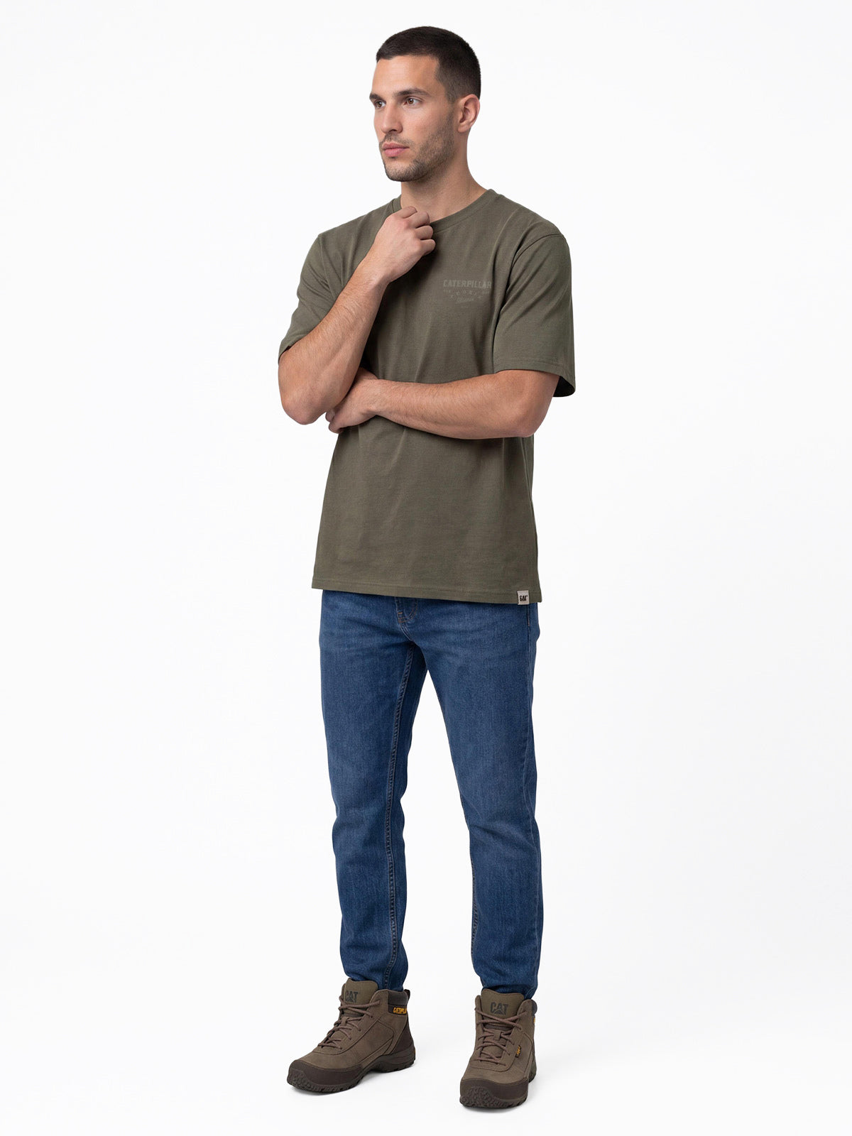 Polera Manga Corta Hombre Heritage Verde Cat
