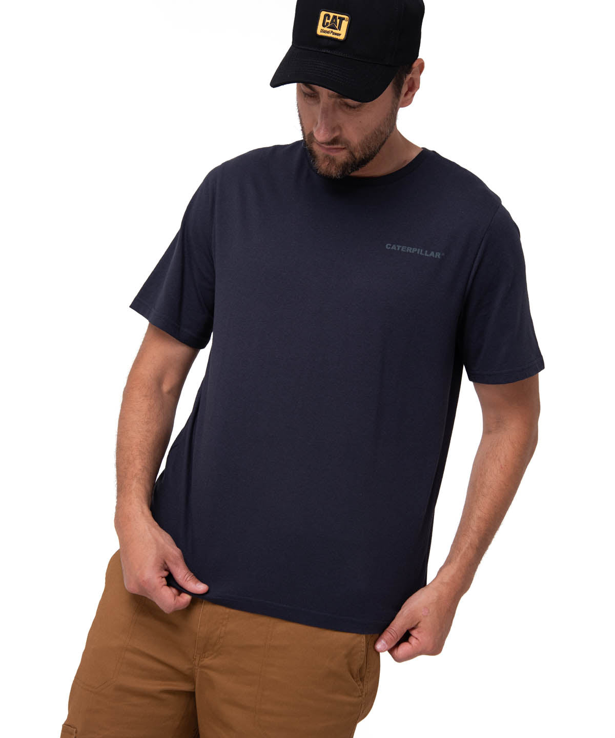 Polera Manga Corta Hombre Heritage Azul Cat