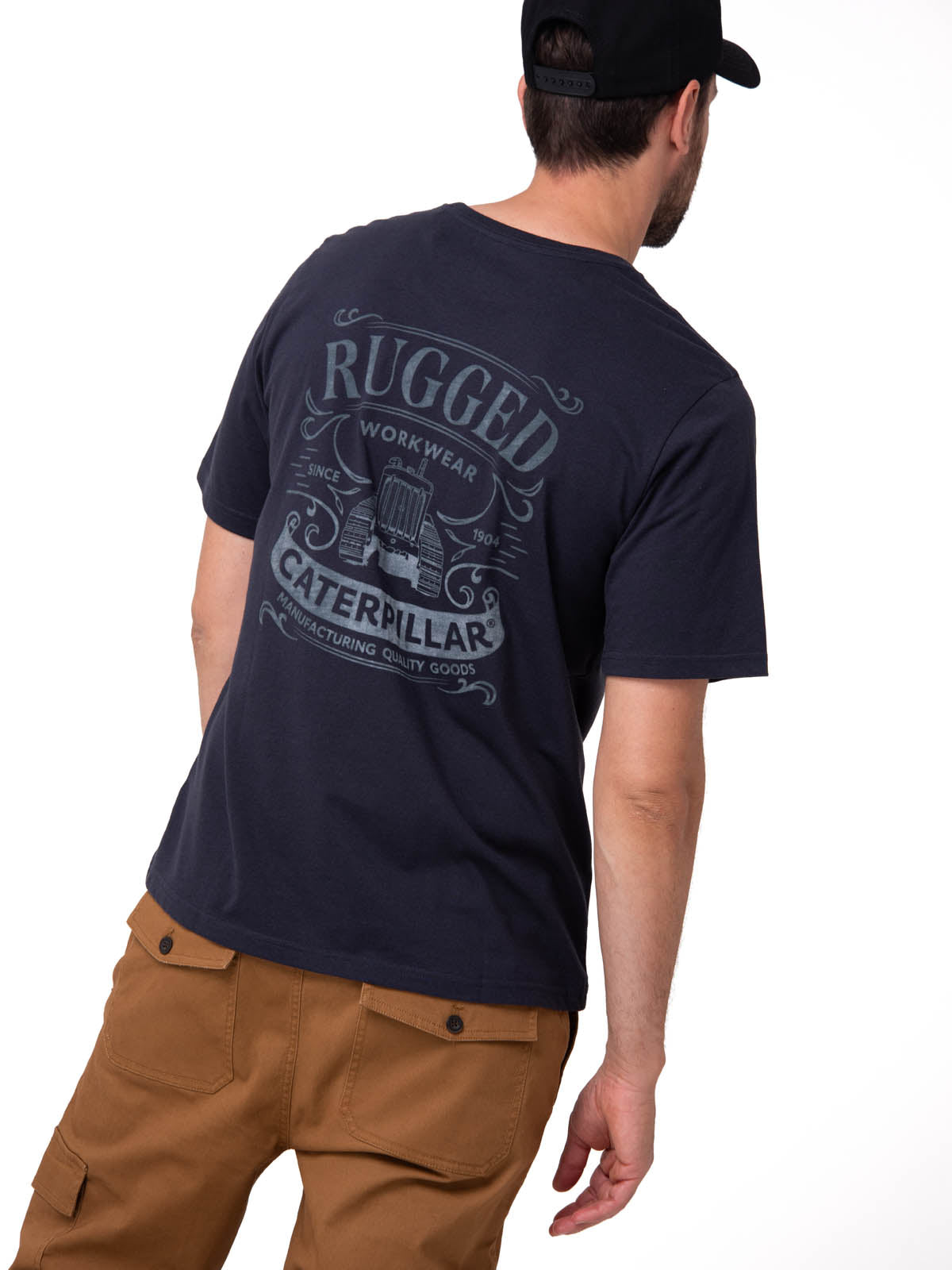 Polera Manga Corta Hombre Heritage Azul Cat