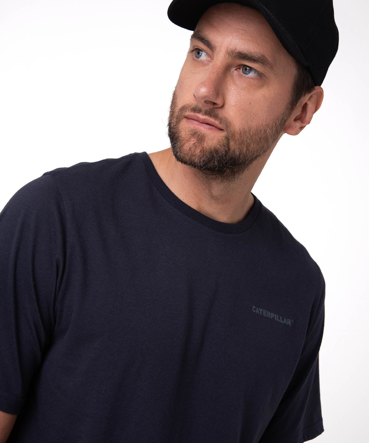 Polera Manga Corta Hombre Heritage Azul Cat