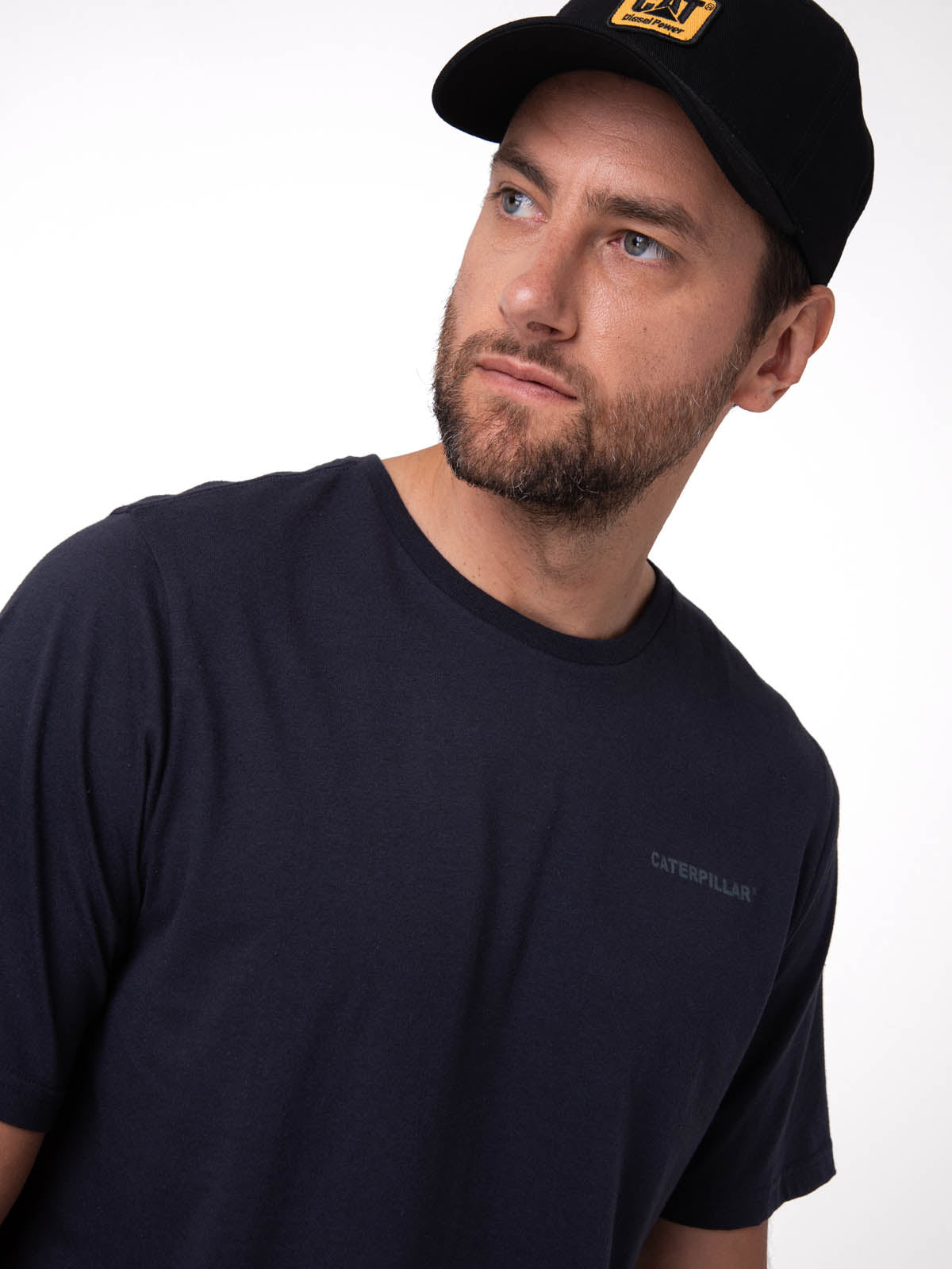 Polera Manga Corta Hombre Heritage Azul Cat