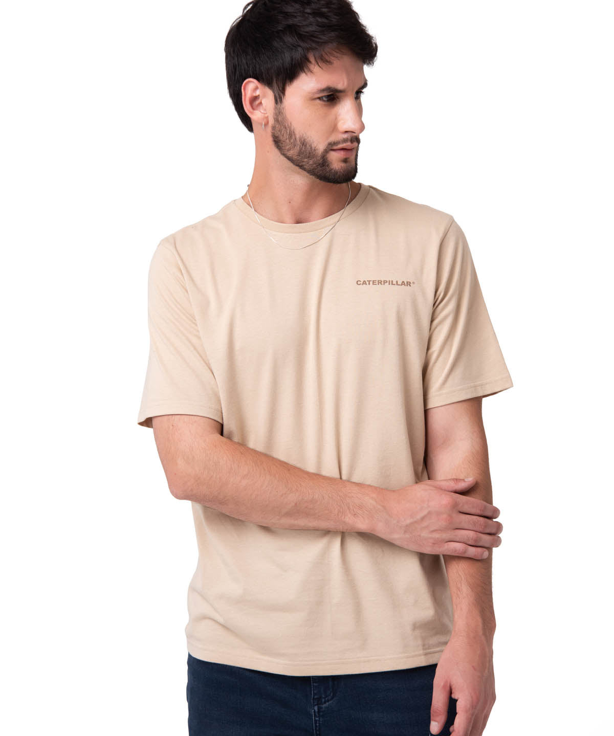Polera Manga Corta Hombre Heritage Beige Cat