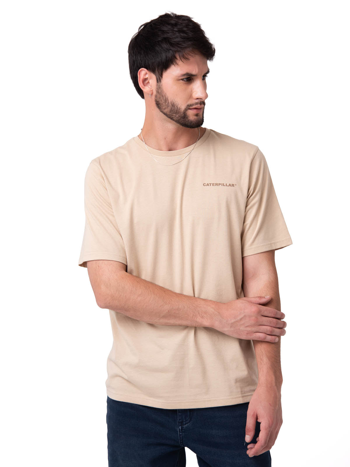 Polera Manga Corta Hombre Heritage Beige Cat