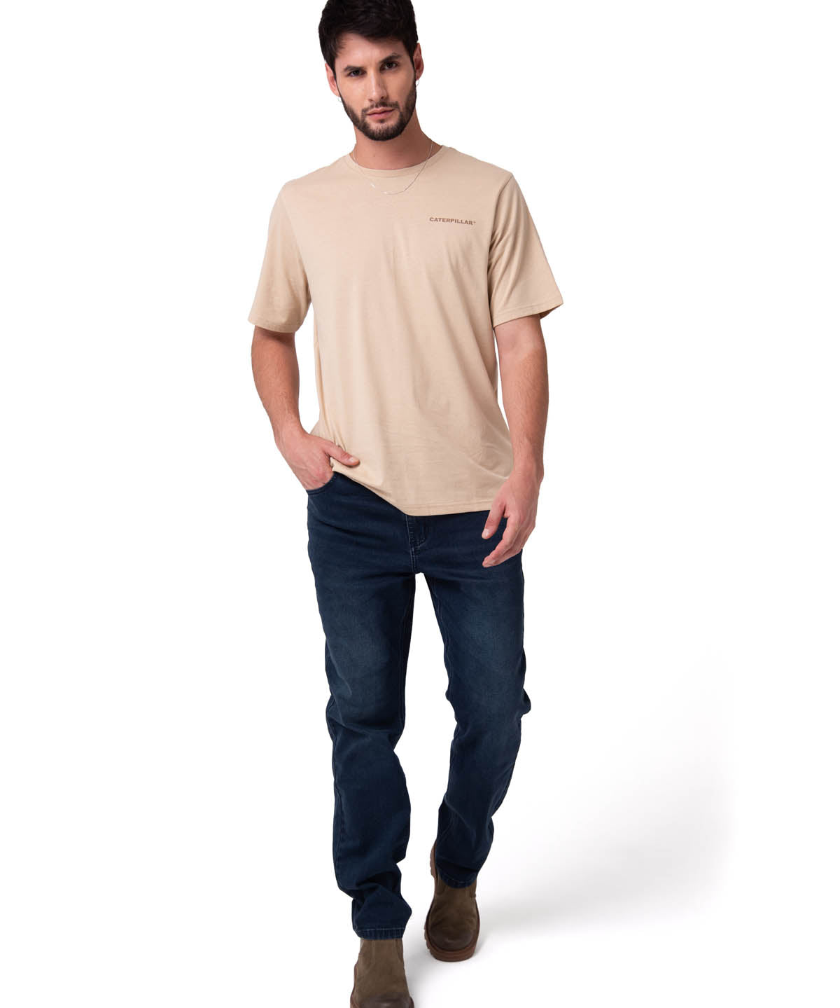 Polera Manga Corta Hombre Heritage Beige Cat