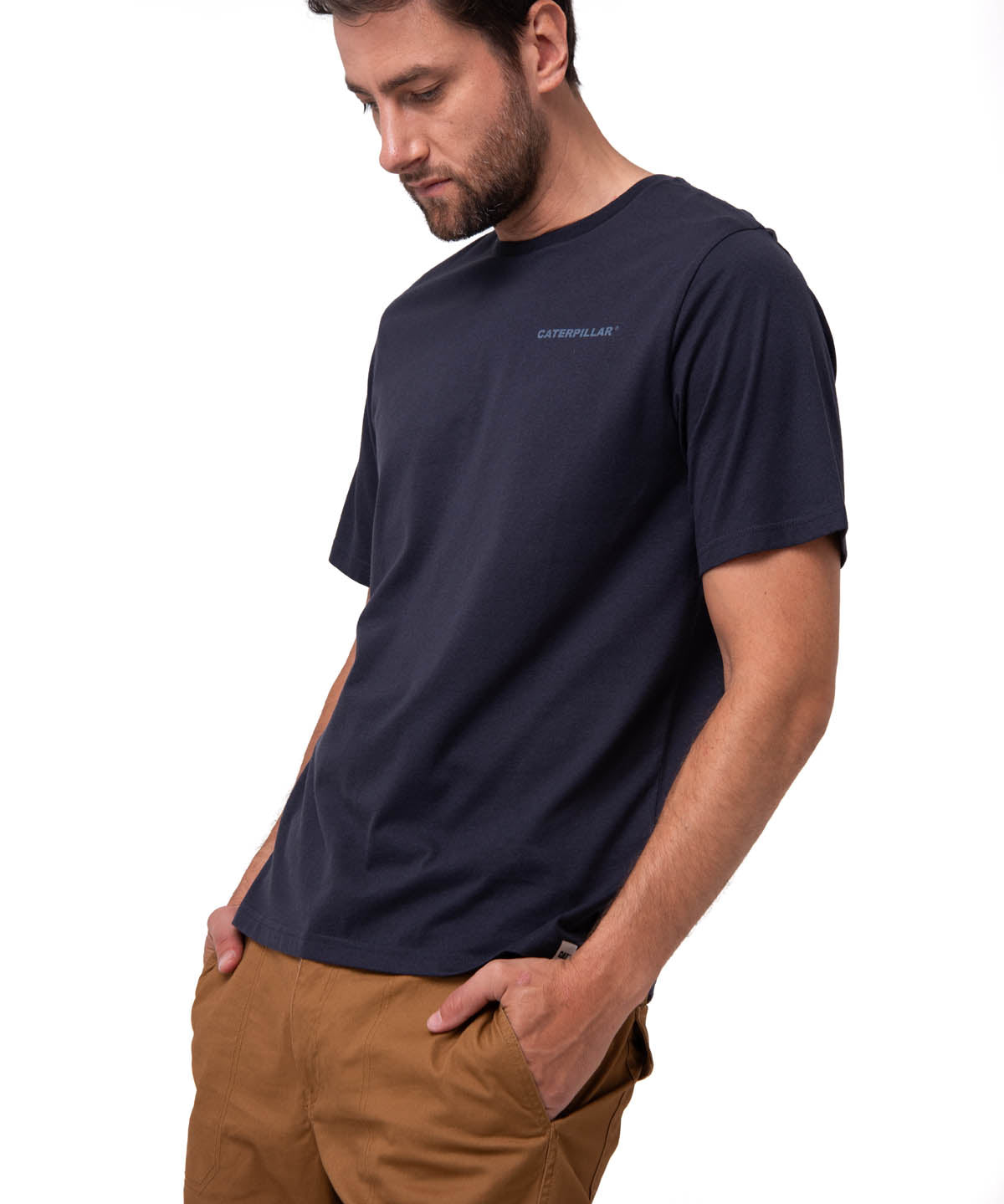 Polera Manga Corta Hombre Heritage Azul Oscuro Cat