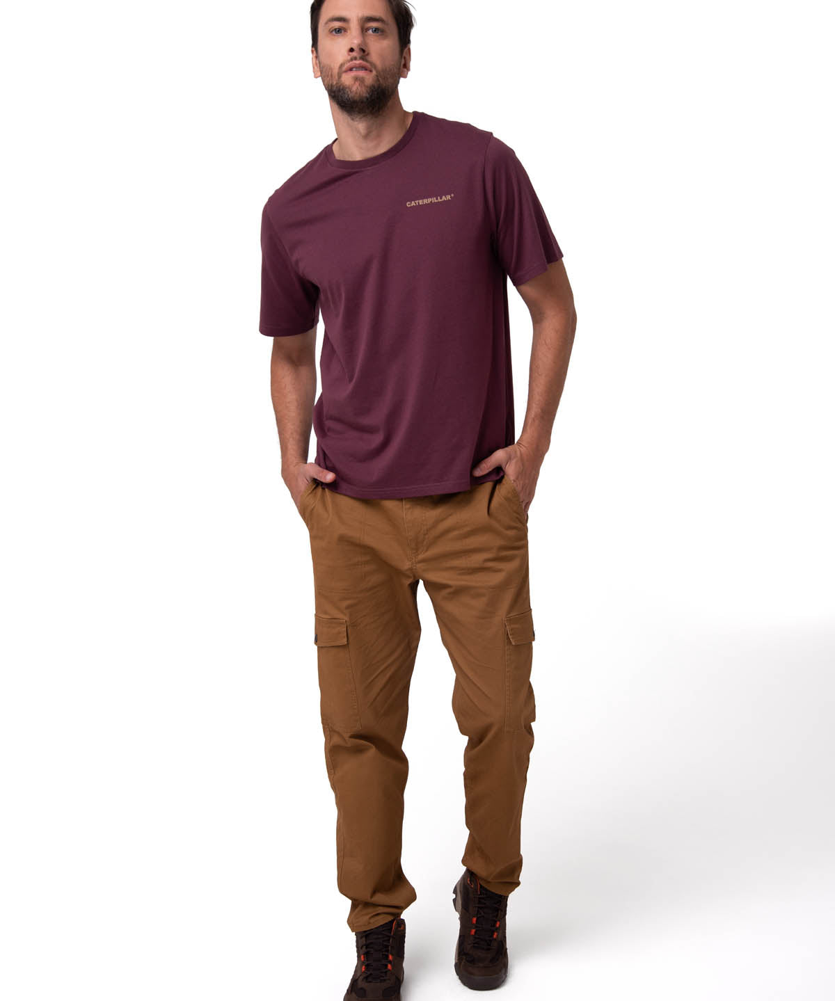 Polera Manga Corta Hombre Heritage Burdeo Cat