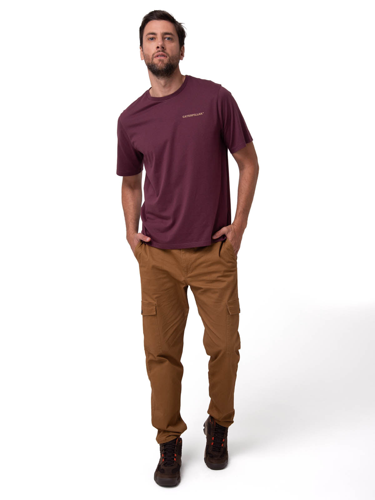 Polera Manga Corta Hombre Heritage Burdeo Cat