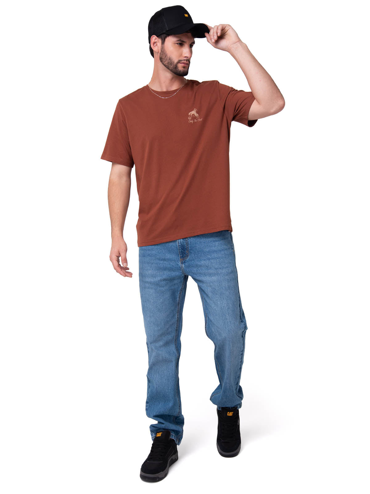 Polera Manga Corta Hombre Western Café Cat