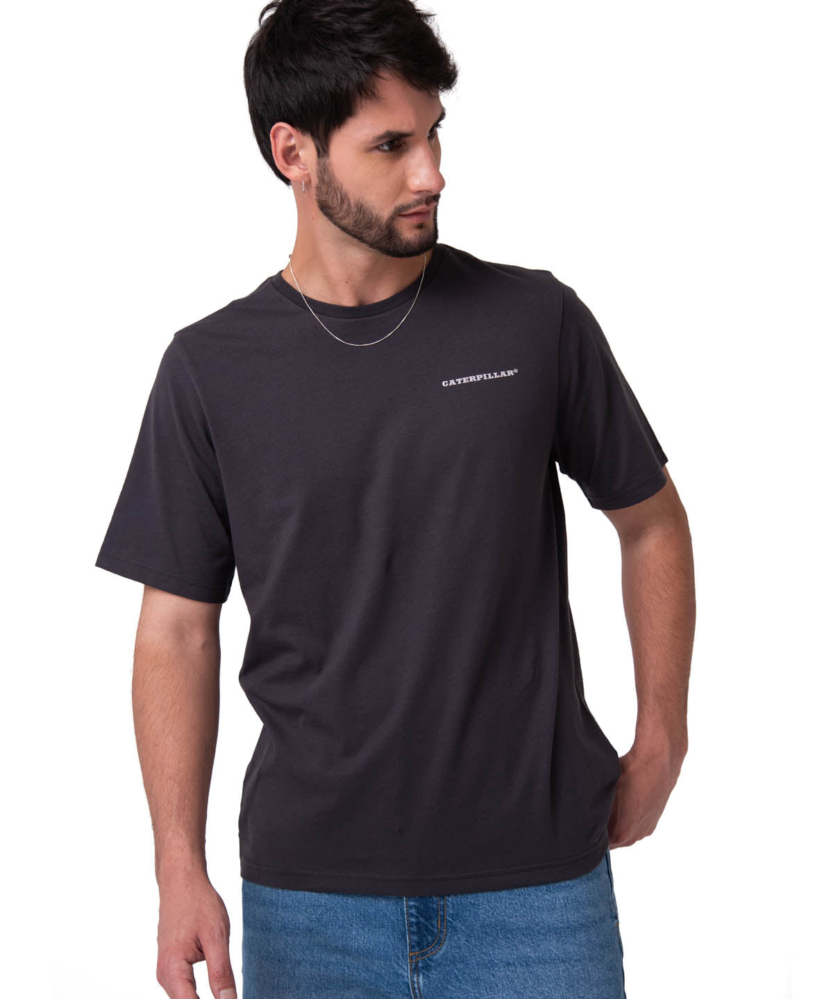 Polera Manga Corta HombreDiseño  Western Gris Oscuro Cat