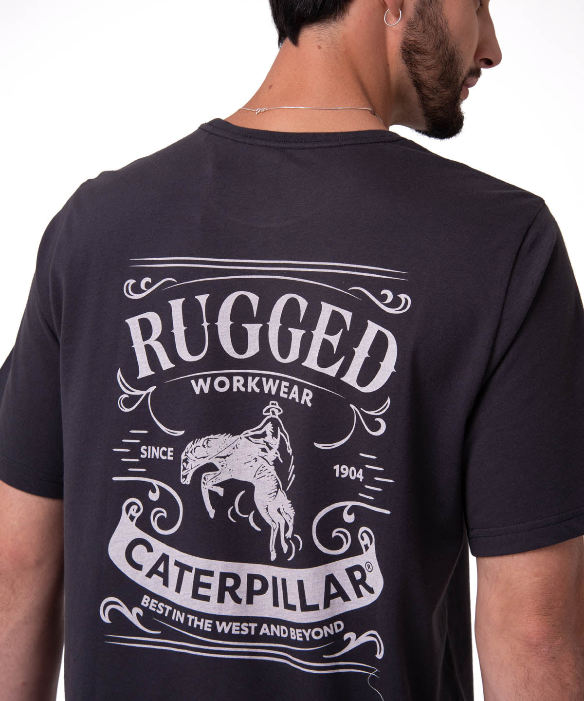 Polera Manga Corta HombreDiseño  Western Gris Oscuro Cat