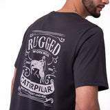 Polera Manga Corta HombreDiseño  Western Gris Oscuro Cat