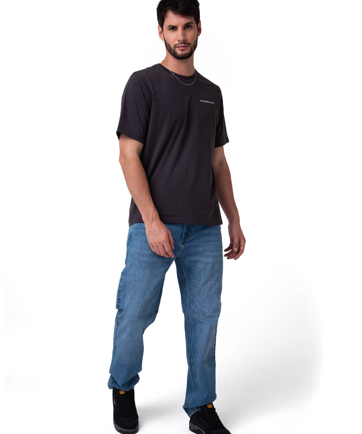 Polera Manga Corta HombreDiseño  Western Gris Oscuro Cat