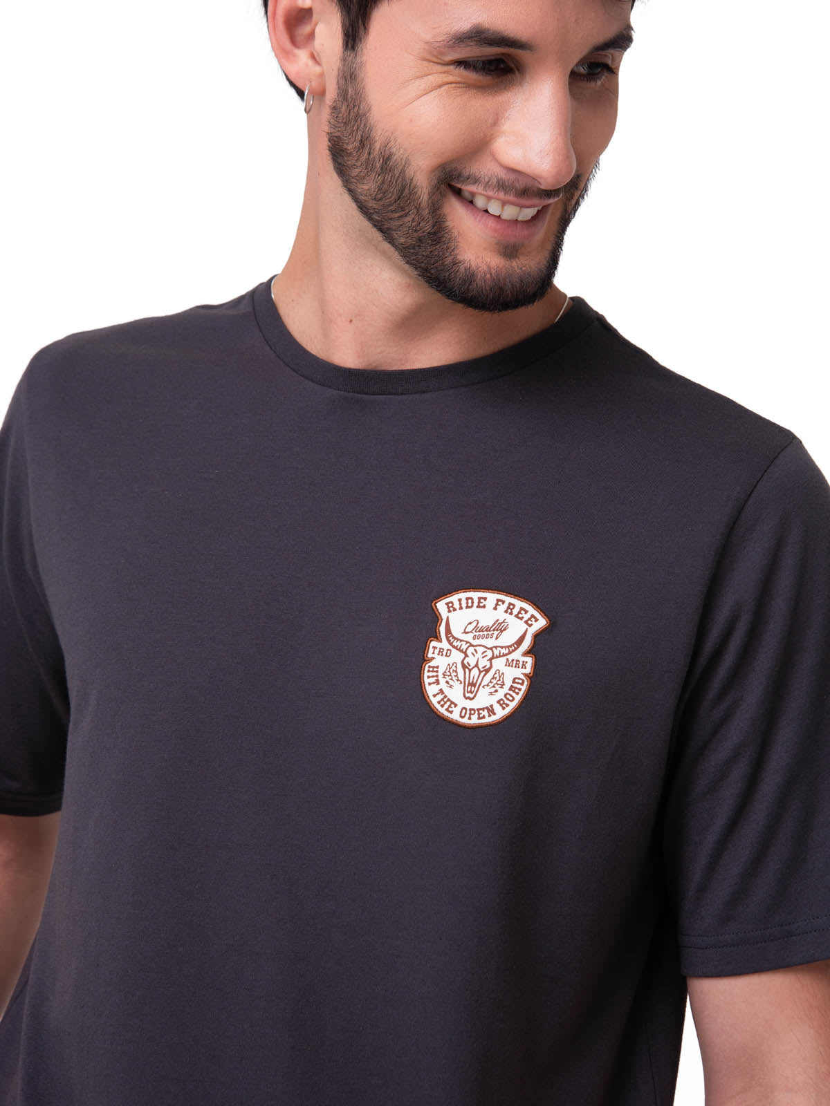 Polera Manga Corta Hombre Western Gris Oscuro Cat