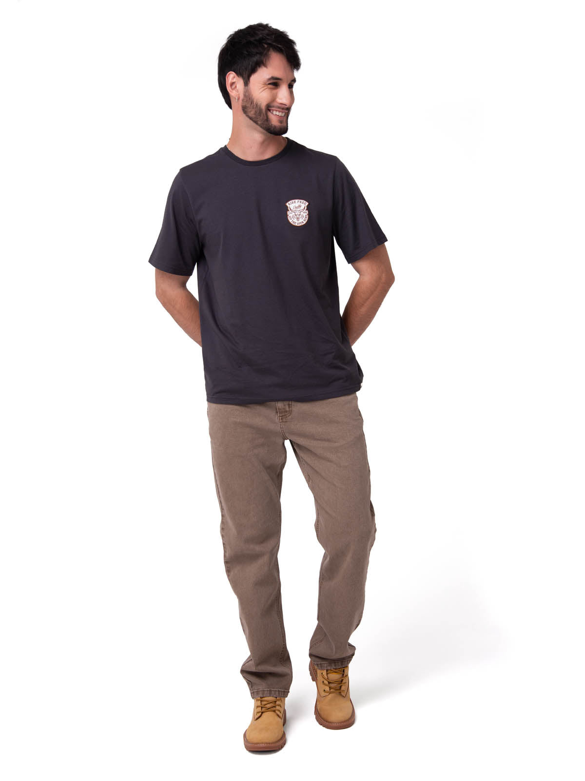 Polera Manga Corta Hombre Western Gris Oscuro Cat