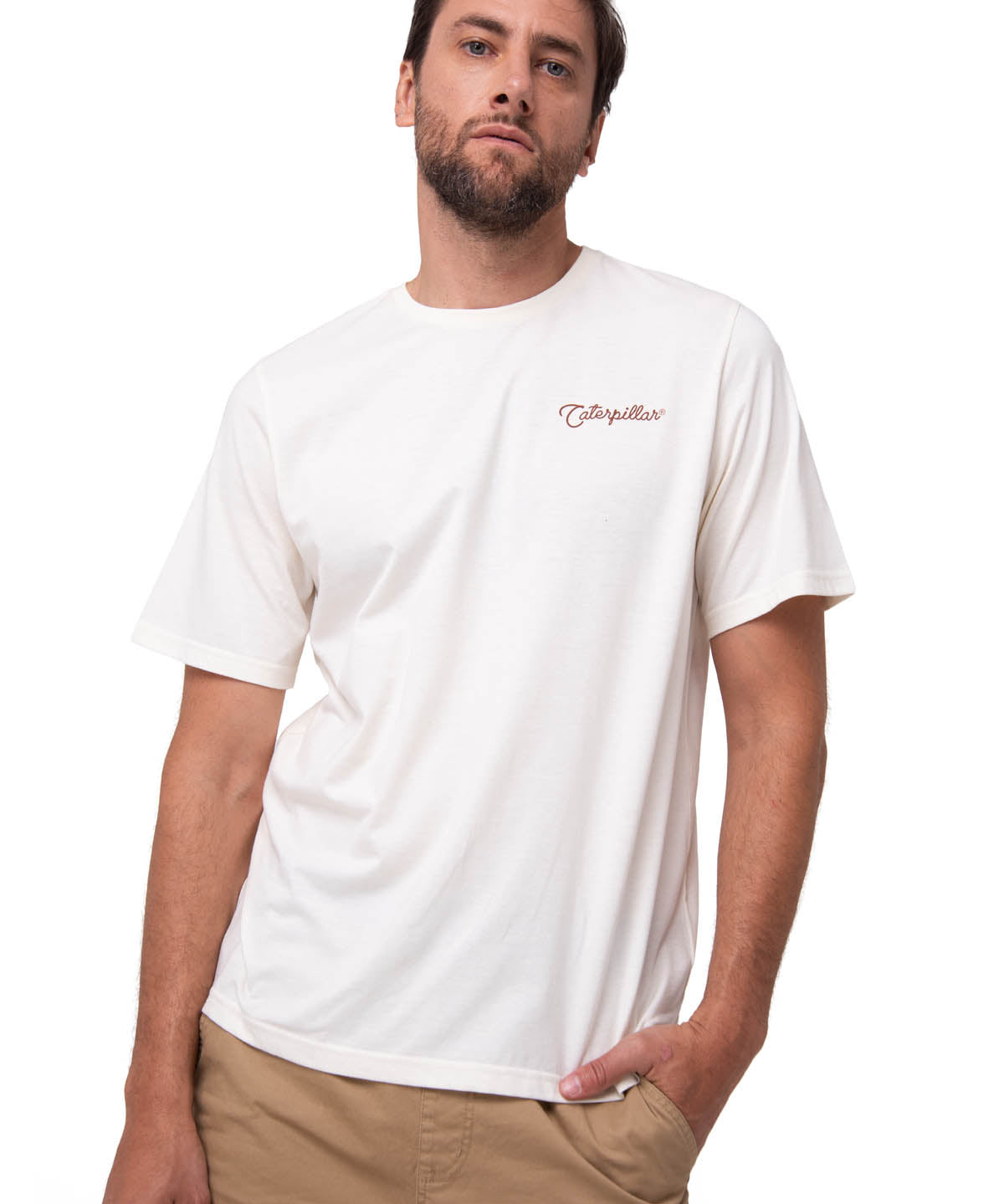 Polera Manga Corta Hombre Western Blanco Cat