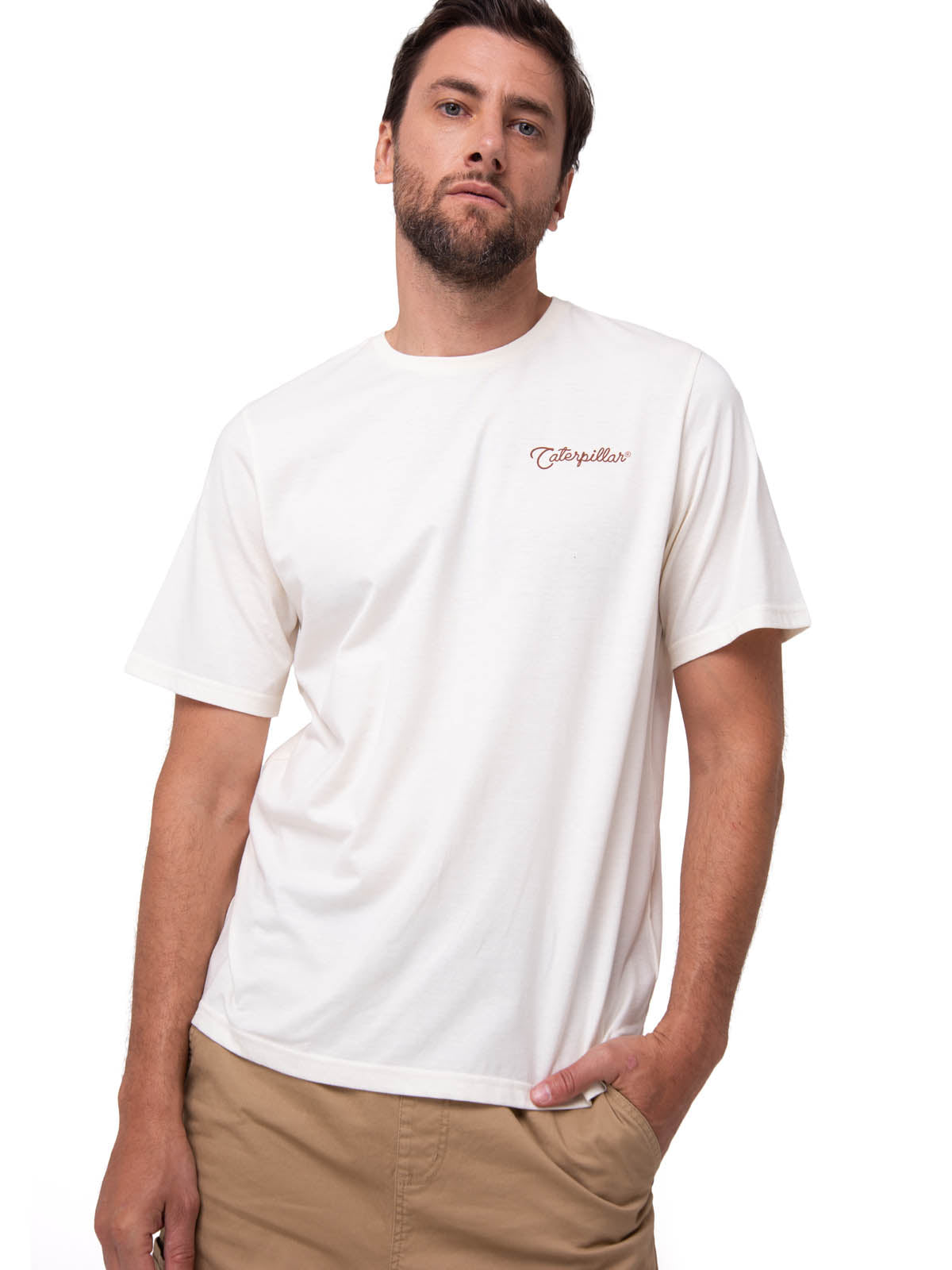 Polera Manga Corta Hombre Western Blanco Cat