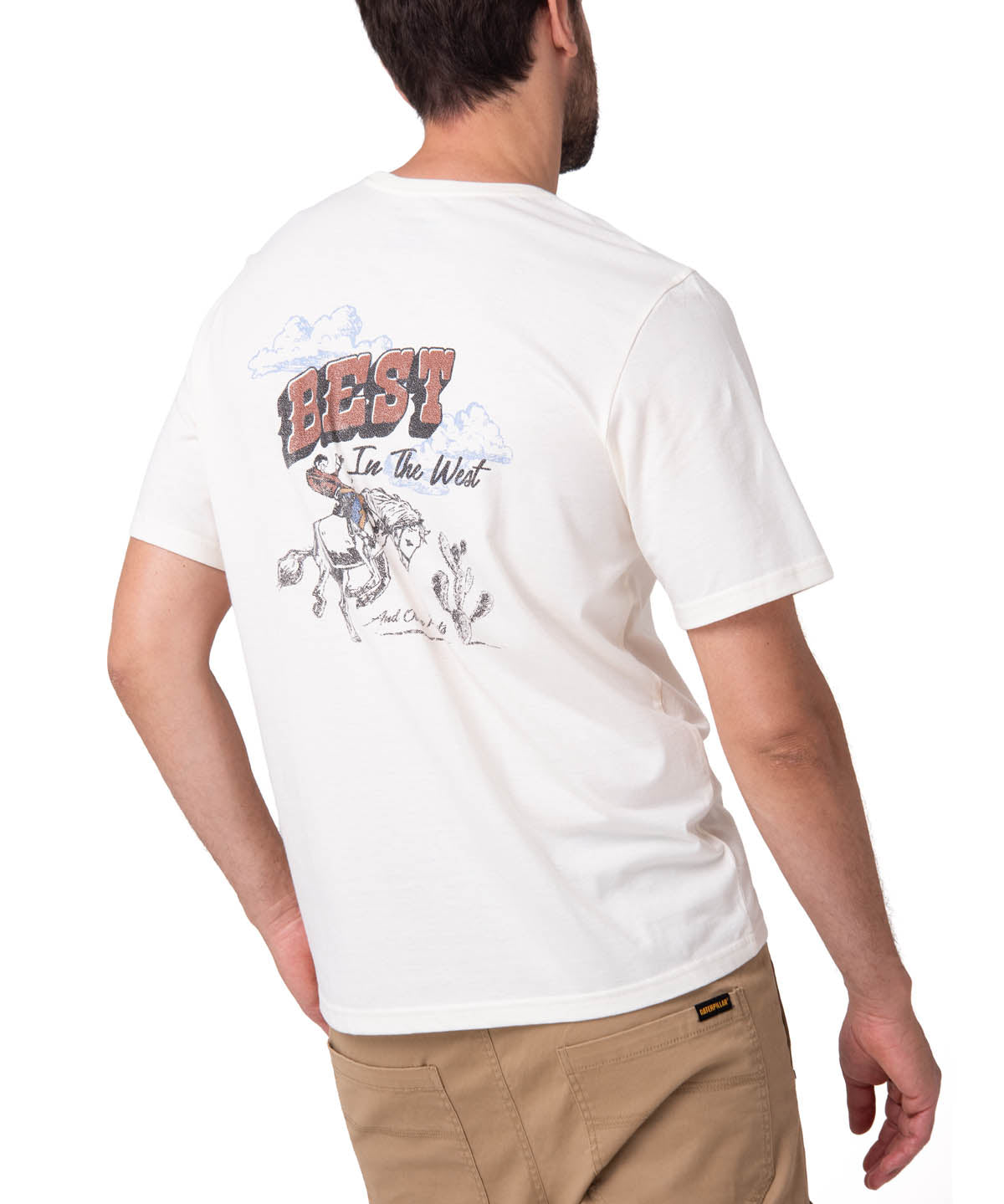 Polera Manga Corta Hombre Western Blanco Cat