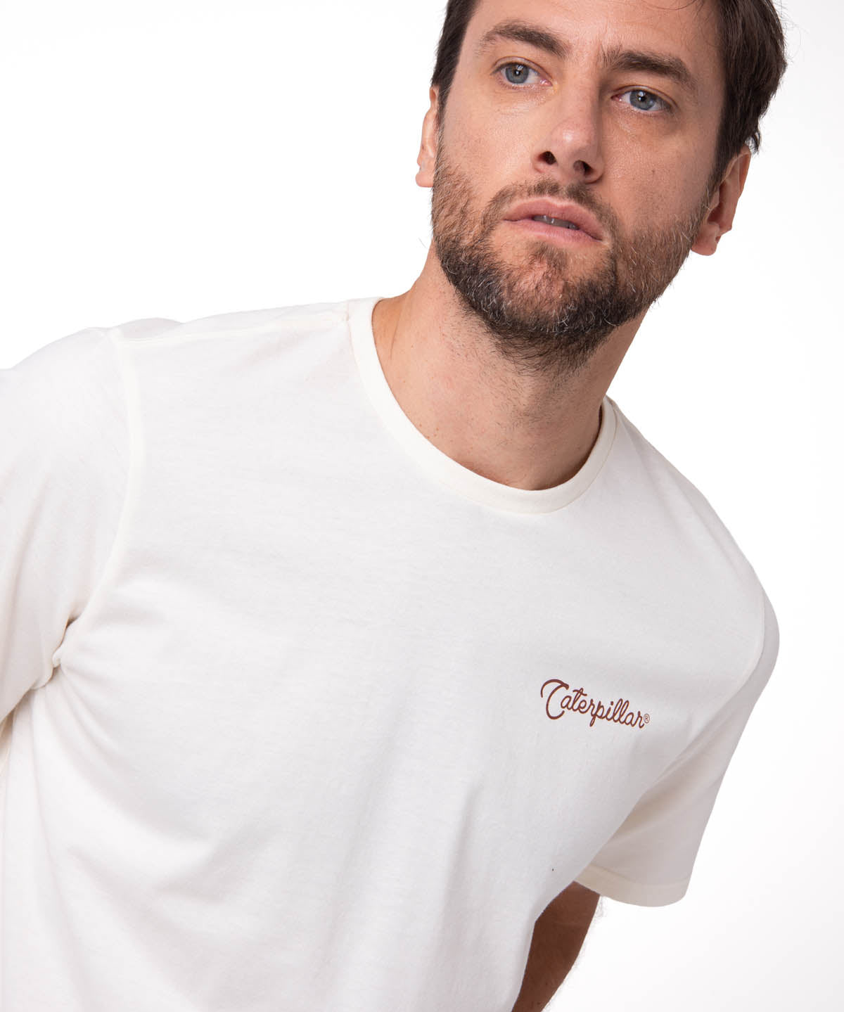 Polera Manga Corta Hombre Western Blanco Cat