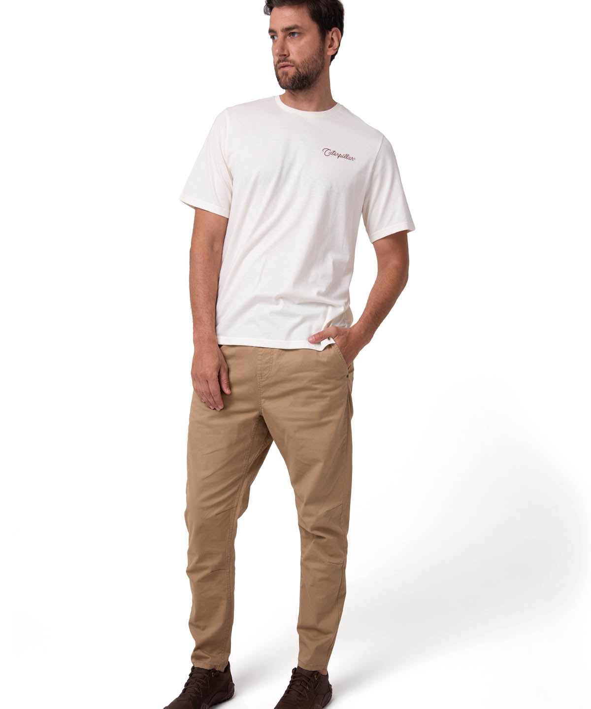 Polera Manga Corta Hombre Western Blanco Cat