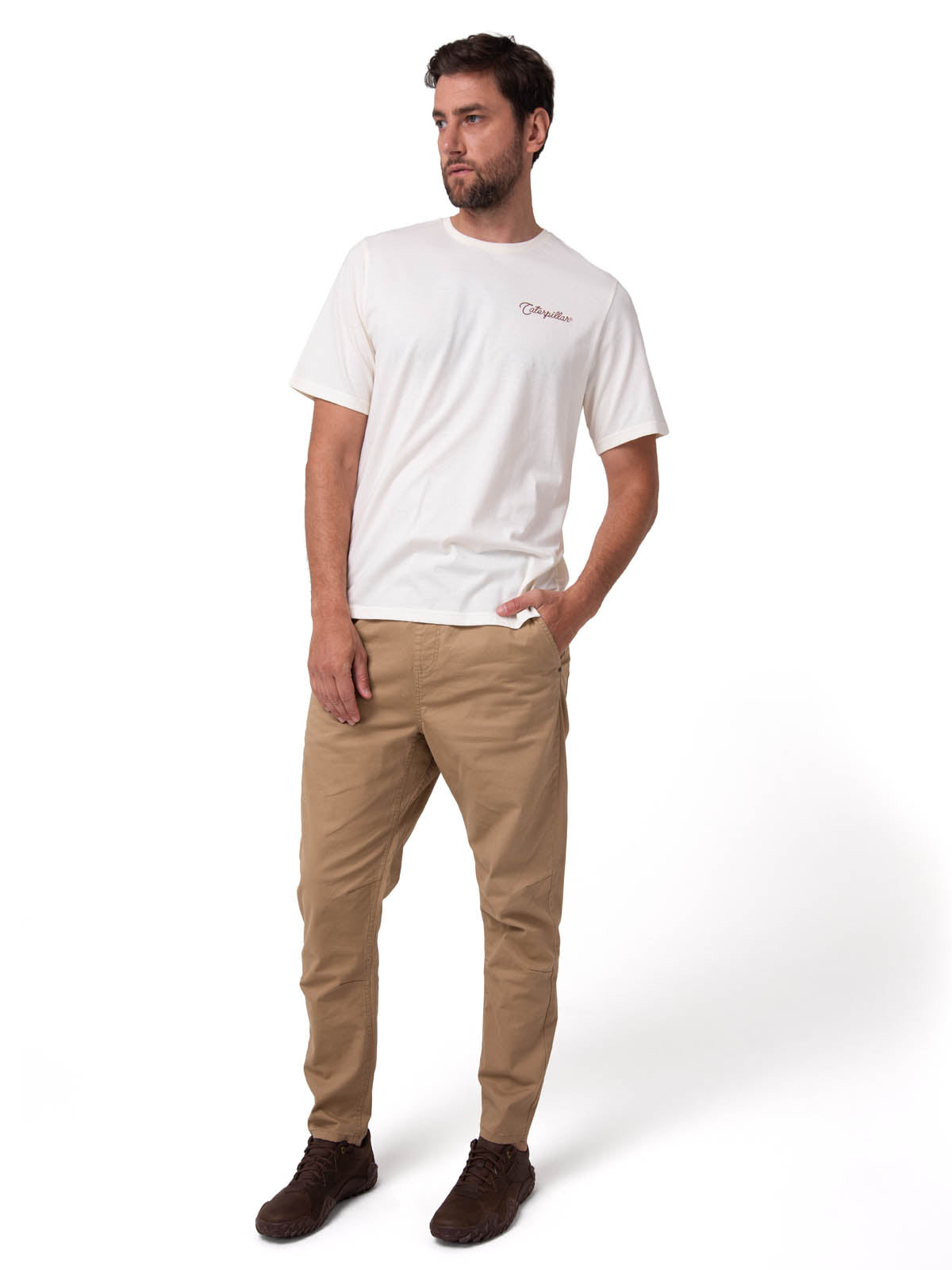 Polera Manga Corta Hombre Western Blanco Cat