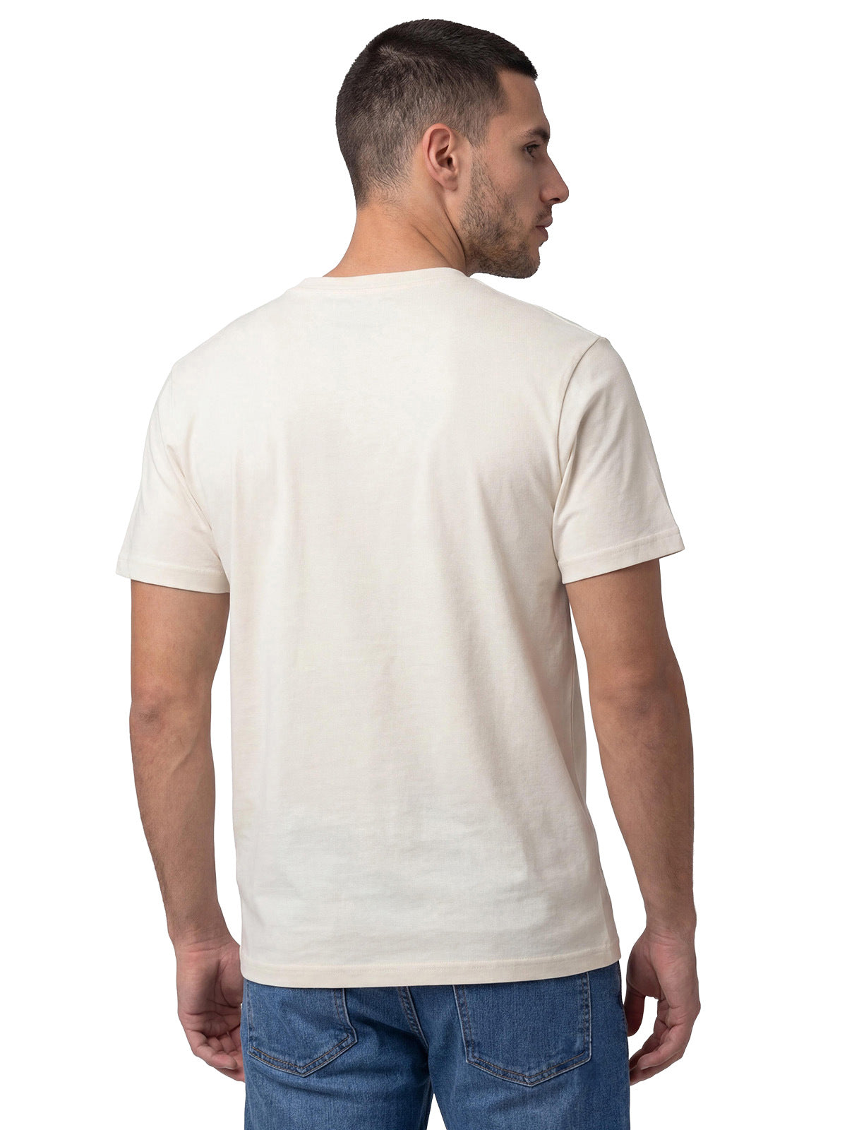 Polera Manga Corta Hombre Diseño Western Blanco Cat