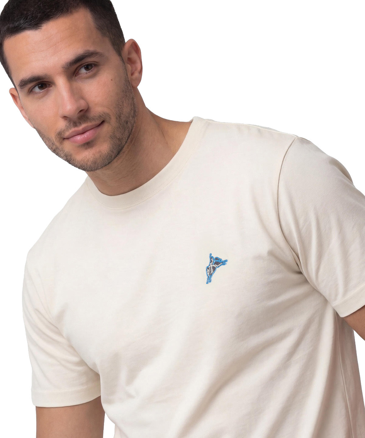 Polera Manga Corta Hombre Diseño Western Blanco Cat