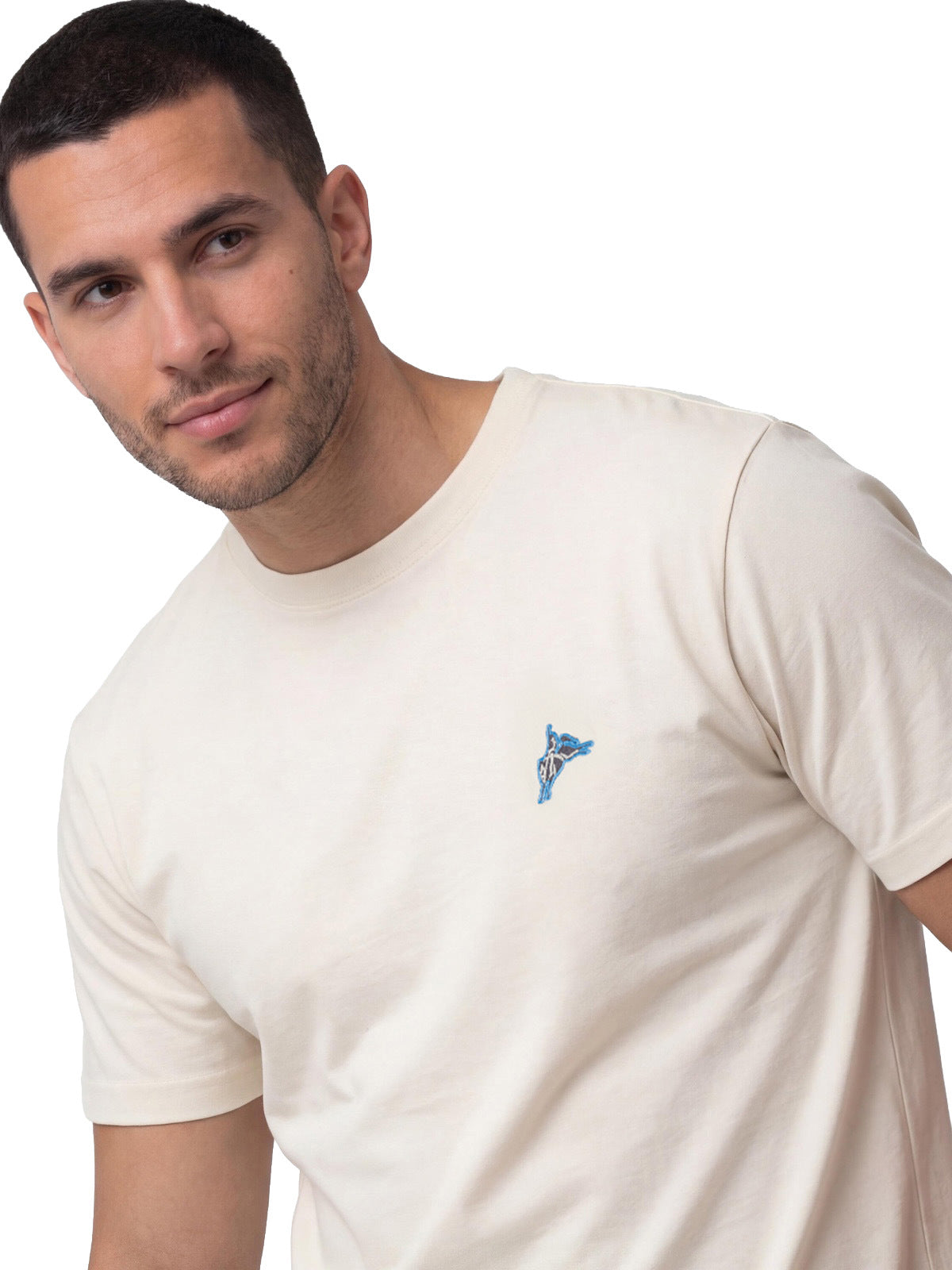 Polera Manga Corta Hombre Diseño Western Blanco Cat
