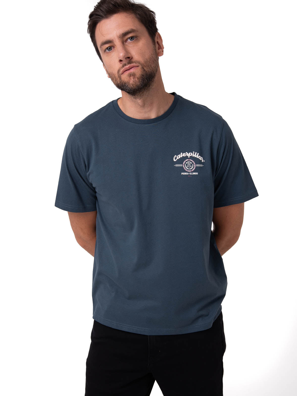 Polera Manga Corta Hombre Varsity Azul Cat