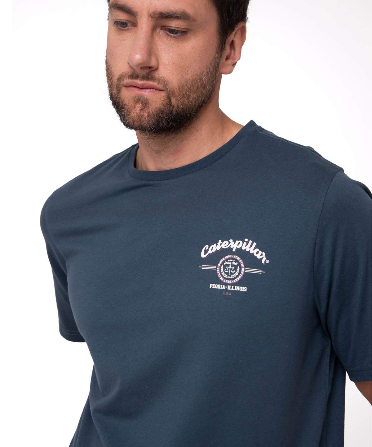 Polera Manga Corta Hombre Varsity Azul Cat