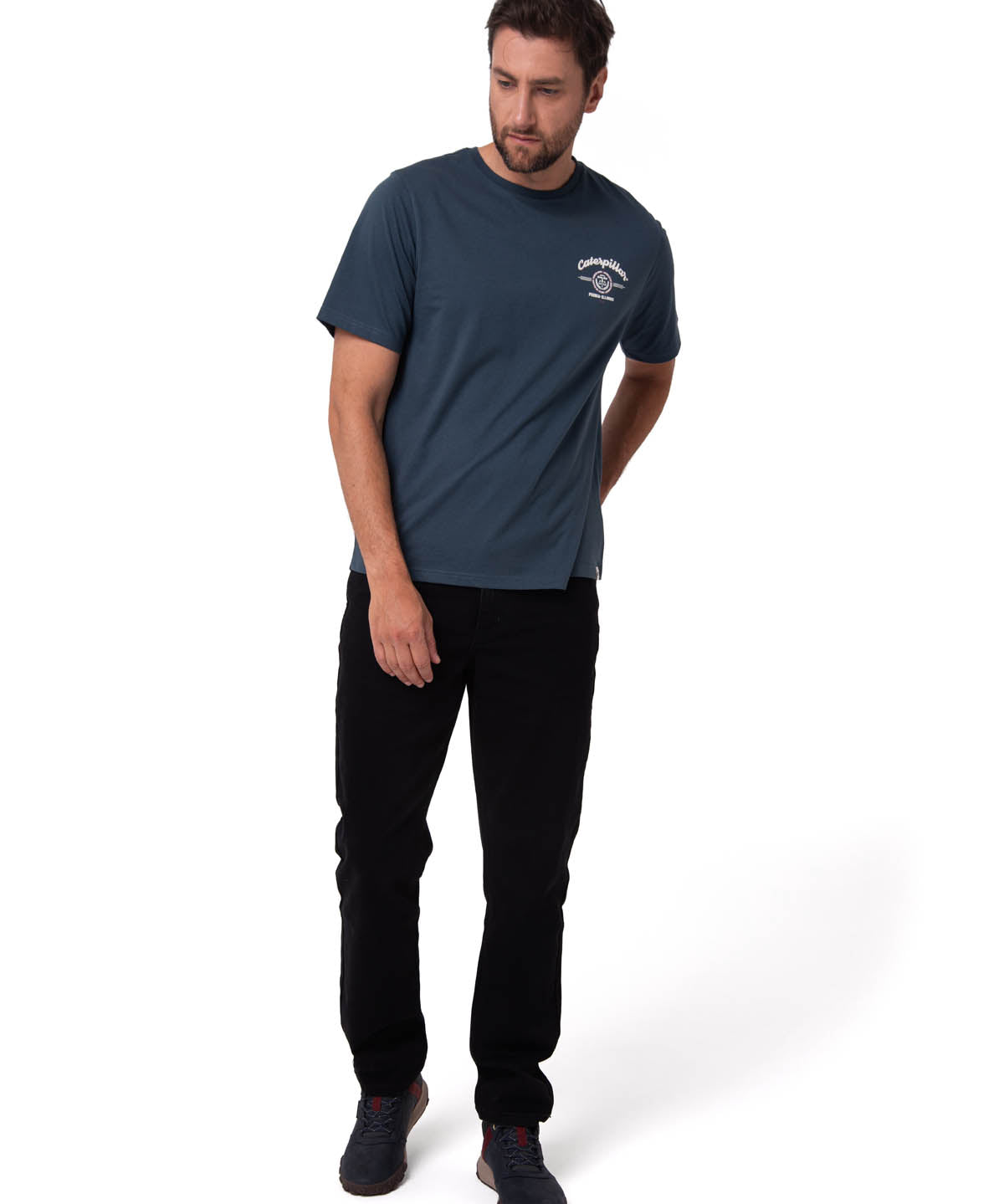 Polera Manga Corta Hombre Varsity Azul Cat