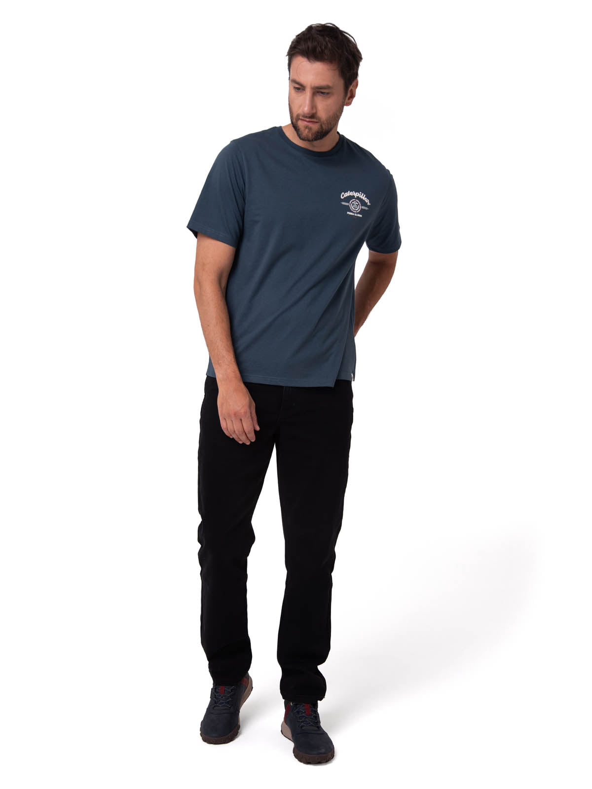 Polera Manga Corta Hombre Varsity Azul Cat