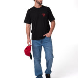 Polera Manga Corta Hombre Diseño Moto Negro Cat