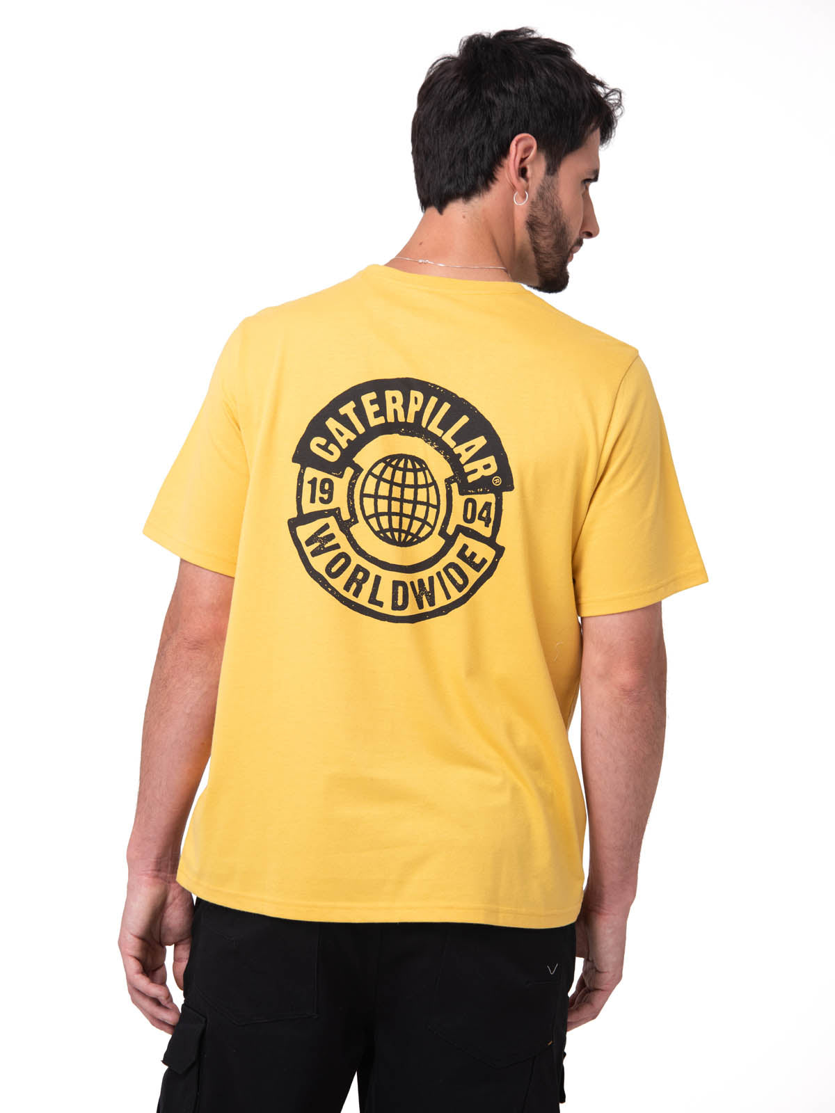 Polera Manga Corta Hombre Graphic Moto Amarillo Cat