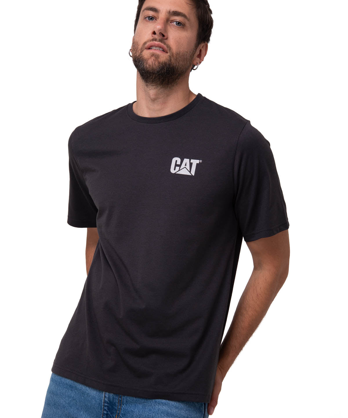 Polera Manga Corta Hombre Graphic Moto Negro Cat