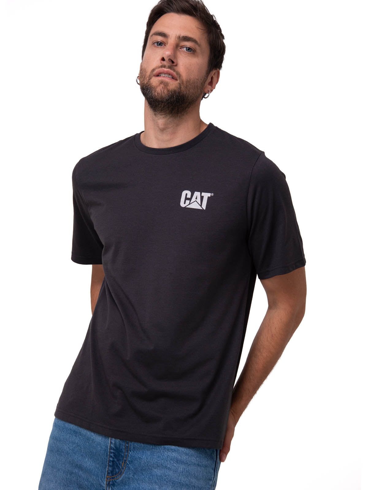 Polera Manga Corta Hombre Graphic Moto Negro Cat