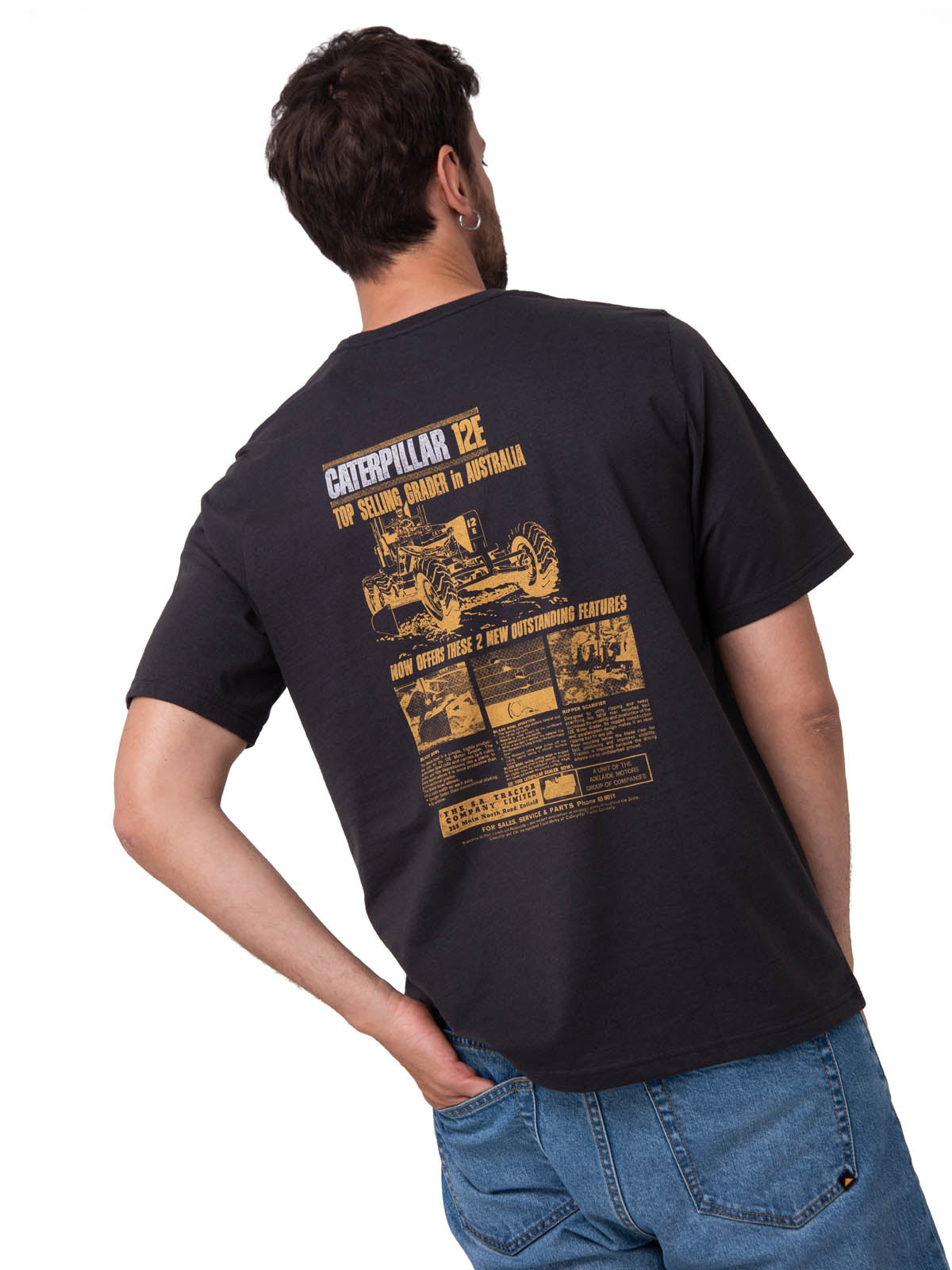 Polera Manga Corta Hombre Graphic Moto Negro Cat