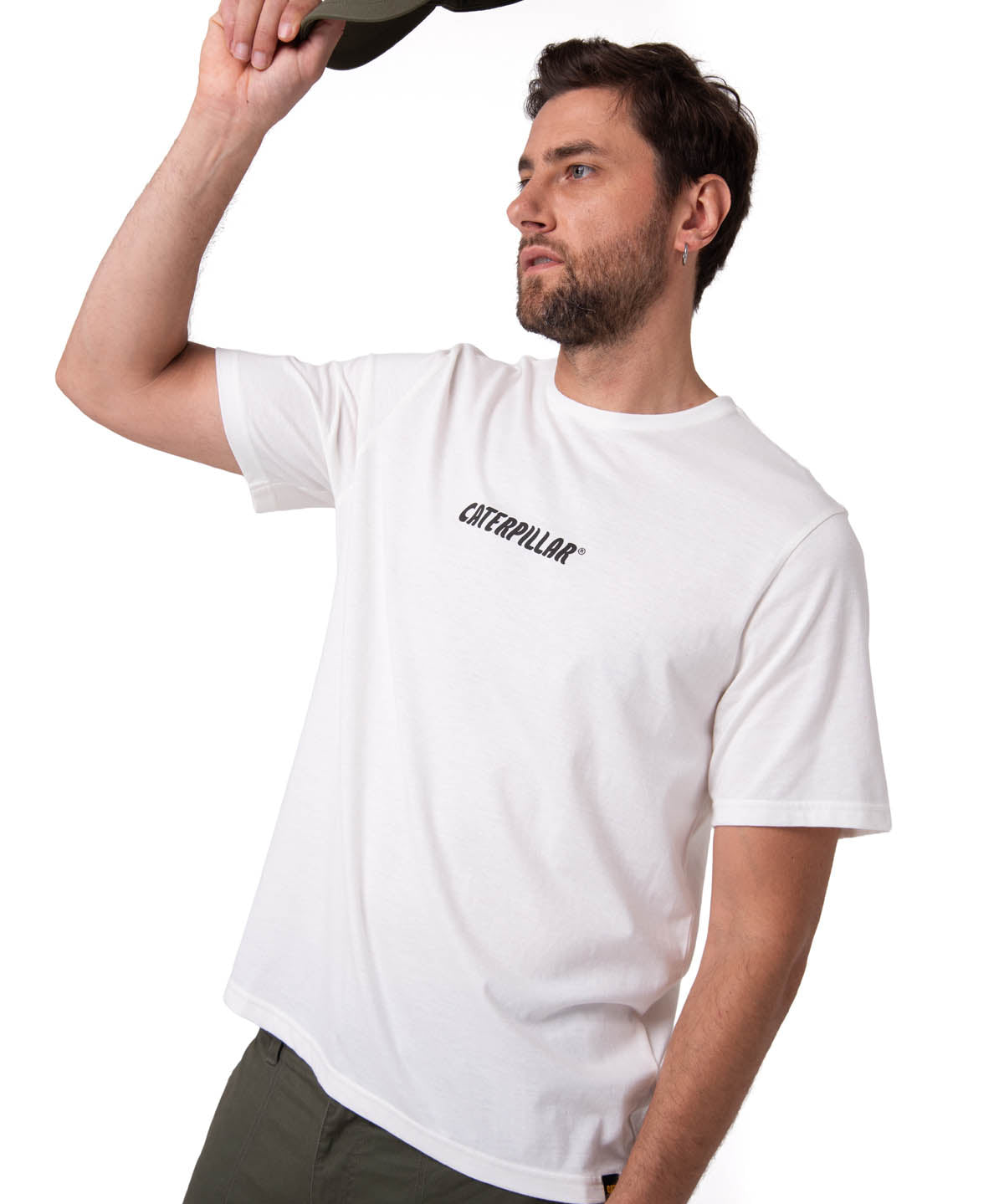 Polera Manga Corta Hombre Graphic Moto Blanco Cat