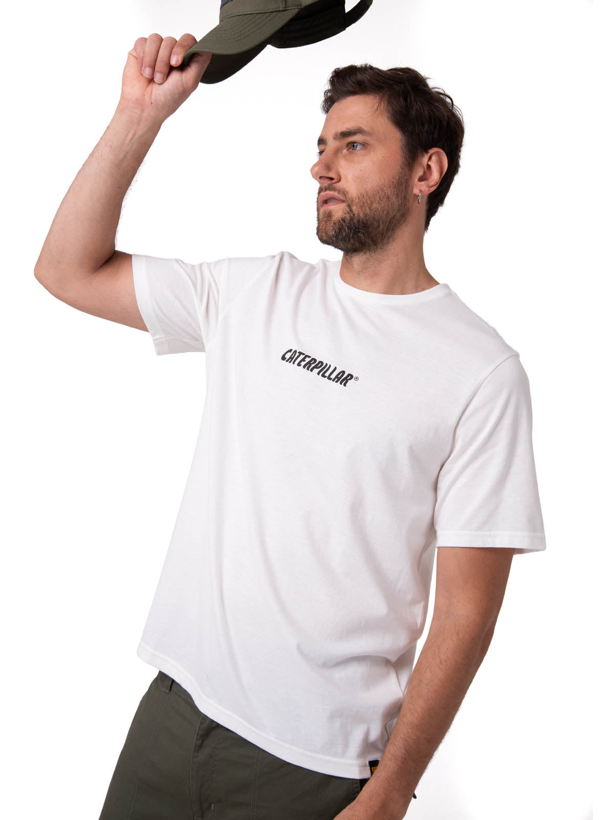 Polera Manga Corta Hombre Graphic Moto Blanco Cat