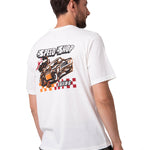 Polera Manga Corta Hombre Graphic Moto Blanco Cat
