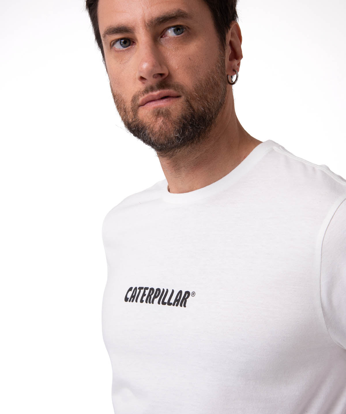 Polera Manga Corta Hombre Graphic Moto Blanco Cat