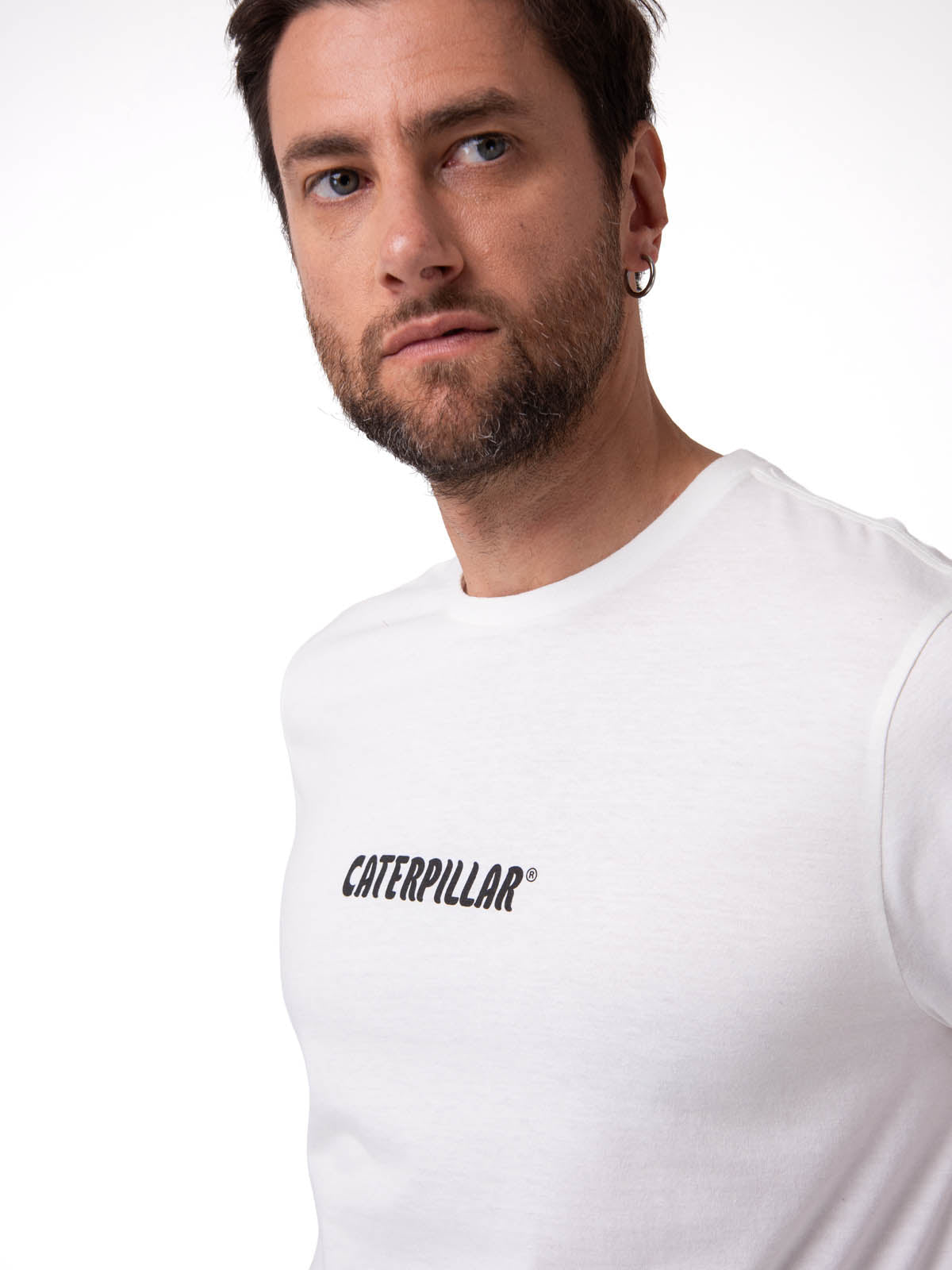 Polera Manga Corta Hombre Graphic Moto Blanco Cat