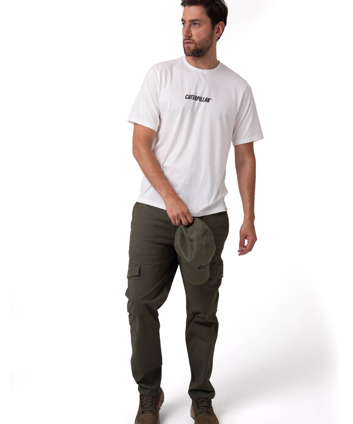 Polera Manga Corta Hombre Graphic Moto Blanco Cat