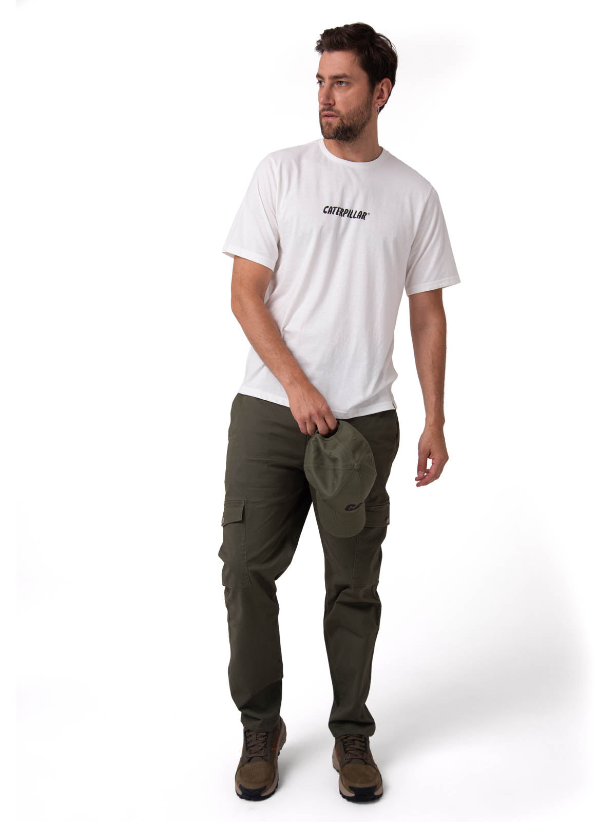 Polera Manga Corta Hombre Graphic Moto Blanco Cat