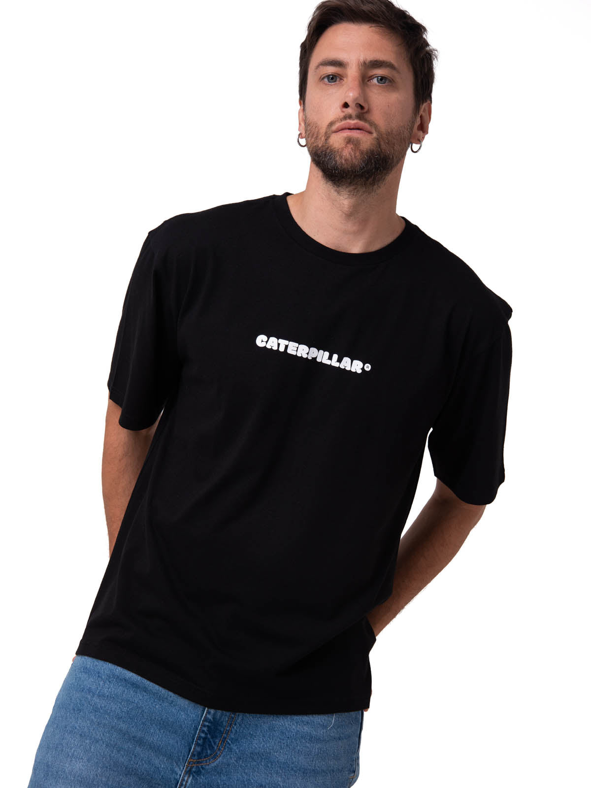 Polera Manga Corta Hombre Diseño SCI FI Negro Cat